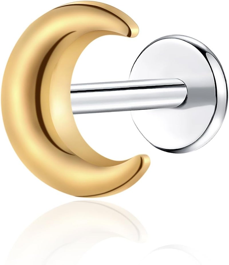 TOMIDES 1Pcs G23 Titanium Flat Back Earrings Studs 16g F136 Implant Grade Titanium Labrets Press Fit Threadless Push In Dainty Cartilage Helix Conch Lobe Lip Tragus Piercing Jewelry - Image 1